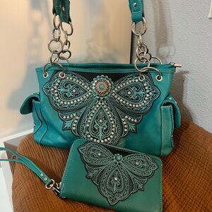 Teal Montana West Bag With Wallet Like New